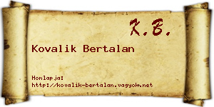 Kovalik Bertalan névjegykártya